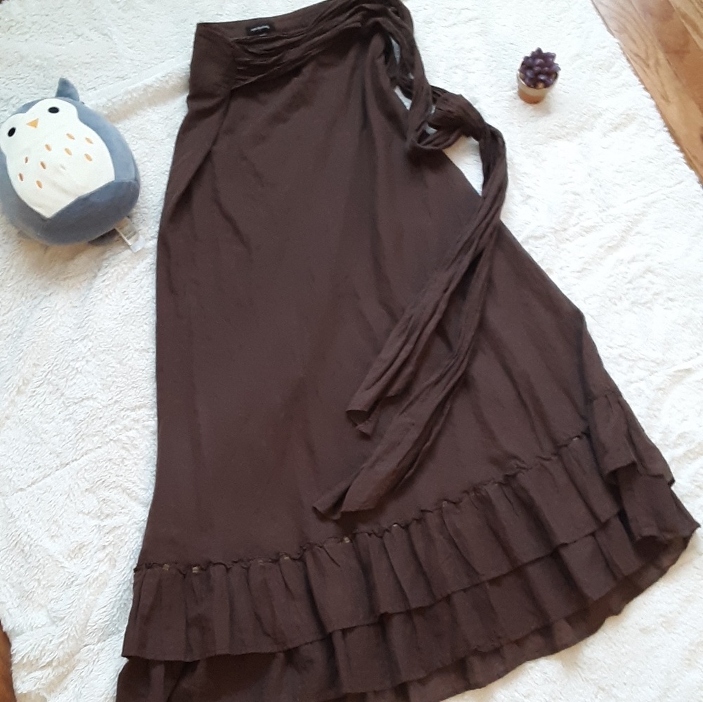 Boho Brown 100% Cotton Maxi Skirt